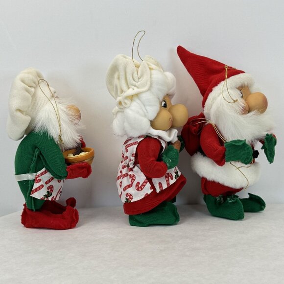 Vintage Santas Best Rennoc Santakins Christmas Elf Gnome Ornaments Set Of 3 - Picture 7 of 15